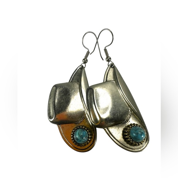 VTG  JJ 1988 SOUTHWESTERN CACTUS COYOTE HAT STAMPED PWETER BROOCH EARRINGS LOT - Picture 4 of 8